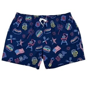 Chubbies Swim Trunks XXXL 5.5" Inseam USA Print Navy Red Mesh Lined Shorts